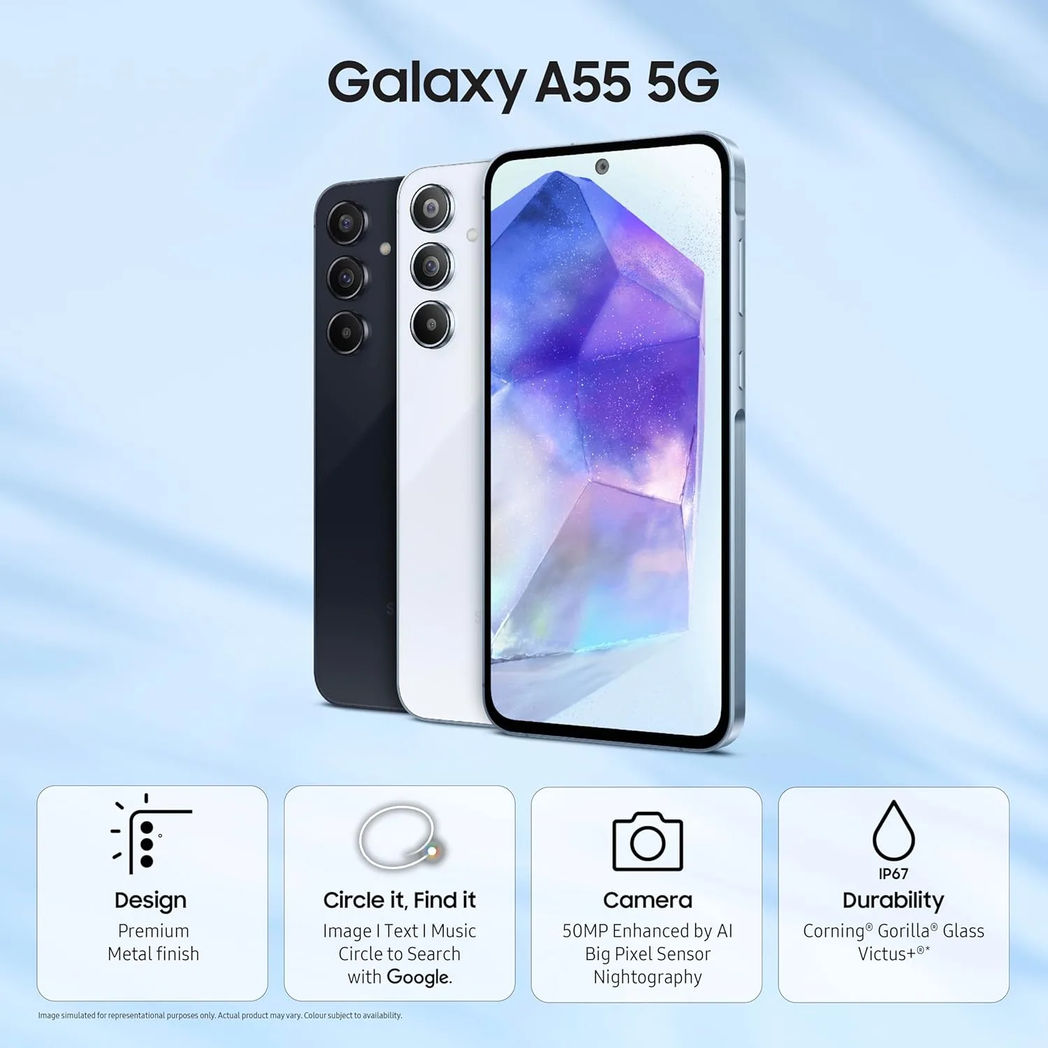 (Refurbished) Samsung Galaxy A55 5G 12GB/256GB - Awesome Iceblue | Excellent Condition - Image 4