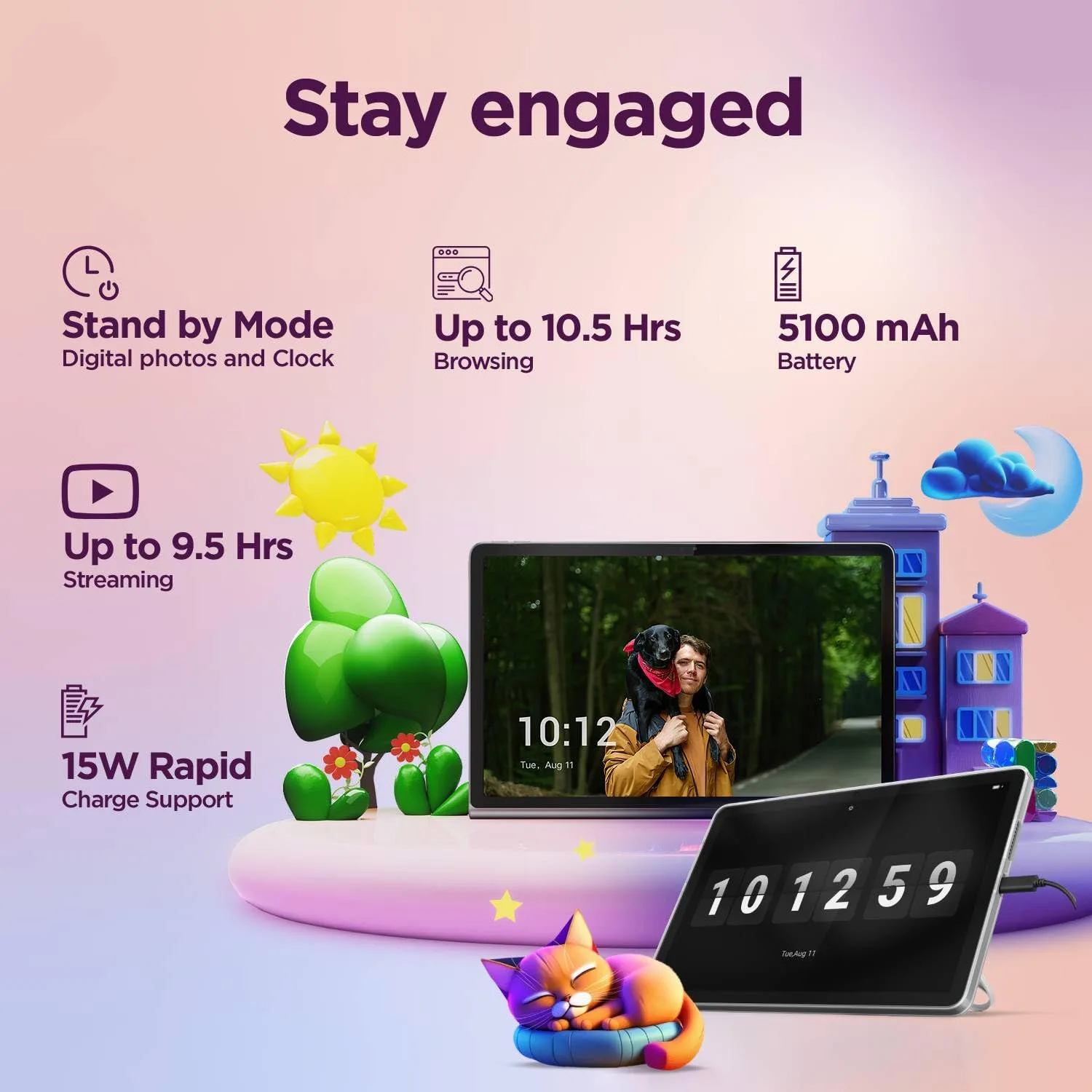 (Refurbished) Lenovo Tab 10.1" Wi-Fi 4GB/64GB - Android 14, Dolby Atmos, Polar Blue | Excellent Condition - Image 5